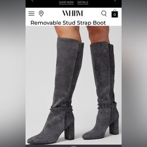 White House Black Market Gray Removable Stud Strap Boot